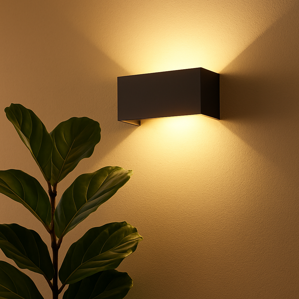 Applique murale LED moderne – Intérieur & Extérieur – Noir