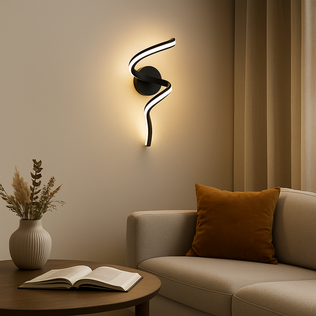 Applique murale moderne à spirale - Noir